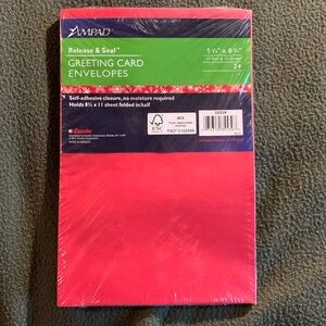 NIP Ampad release & seal greeting card envelopes. 12 red & green 5 3/4” x 8 3/4”